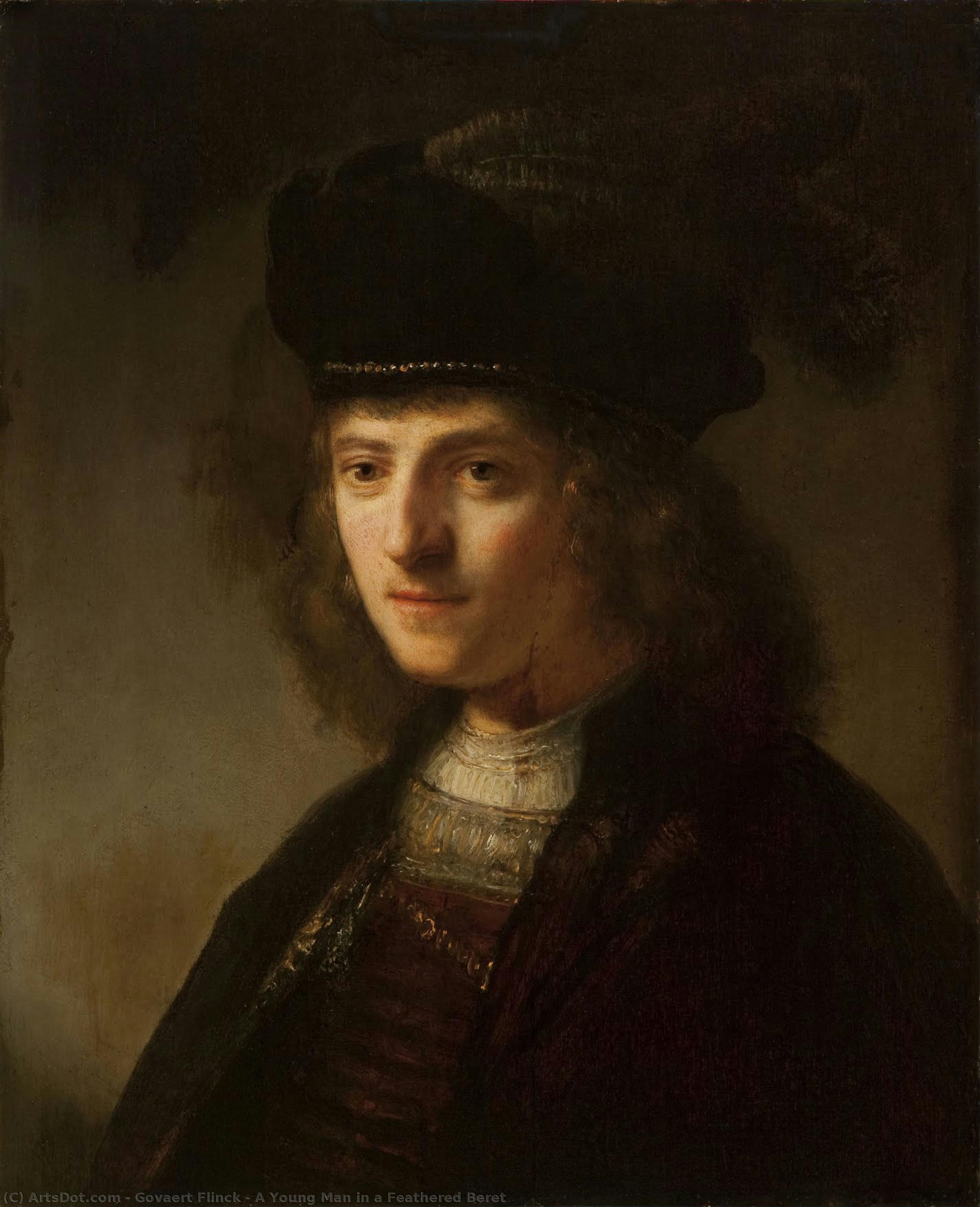 A Young Man In A Feathered Beret — Govaert Flinck