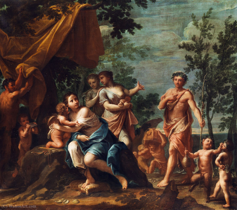 Apollo As Shepherd Approaches The Three Graces, Venus, Cupid, Cupids, Pan And Panskindern. — Marcantonio Franceschini