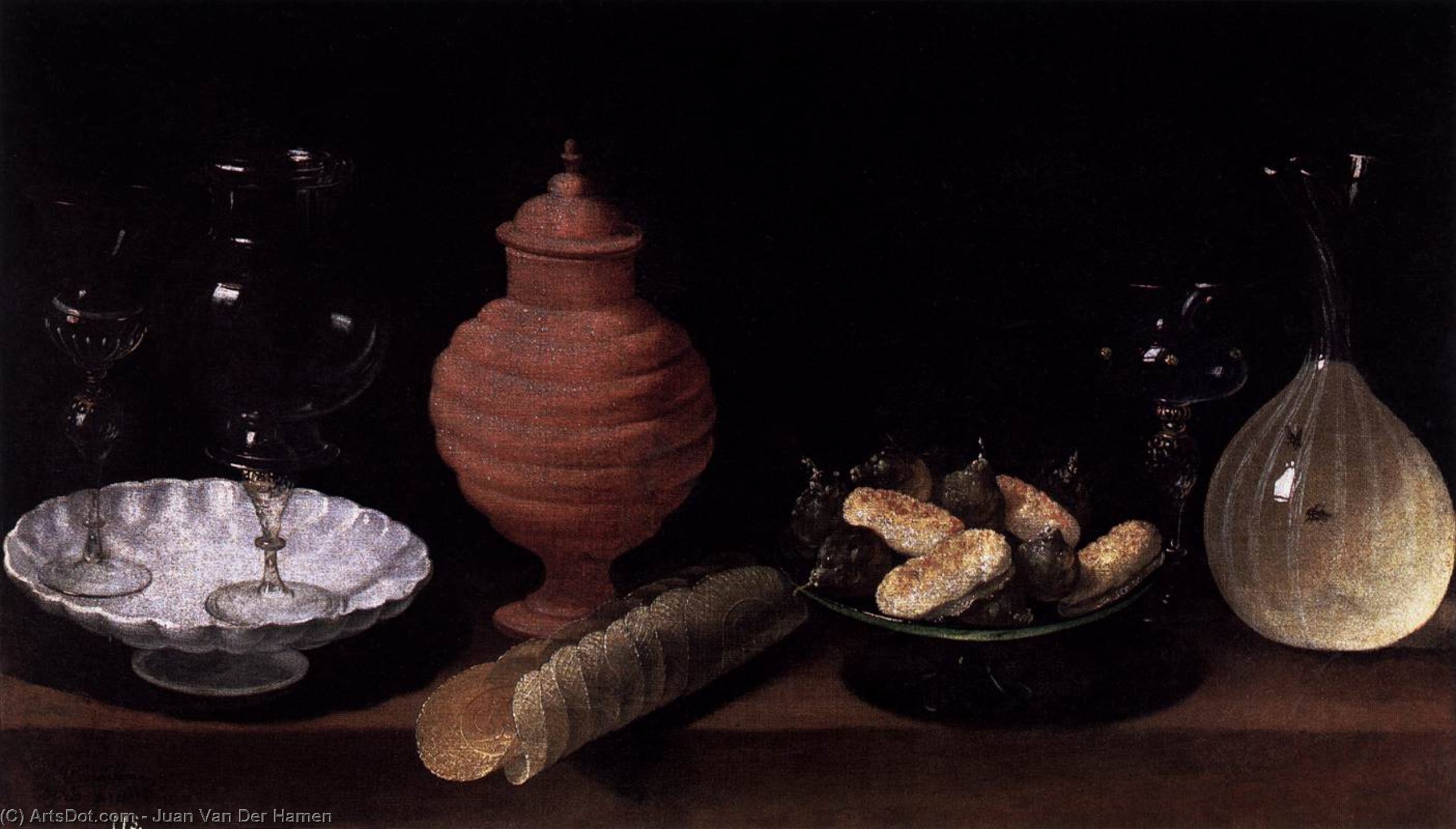 Still-life Of Glass, Pottery, And Sweets — Juan Van Der Hamen