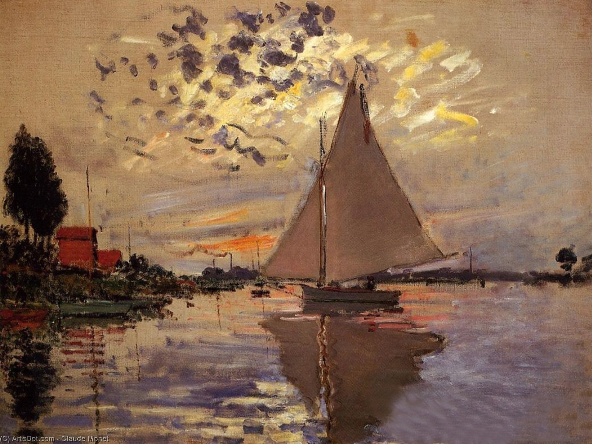 Sailboat At Le Petit-gennevilliers — Claude Monet