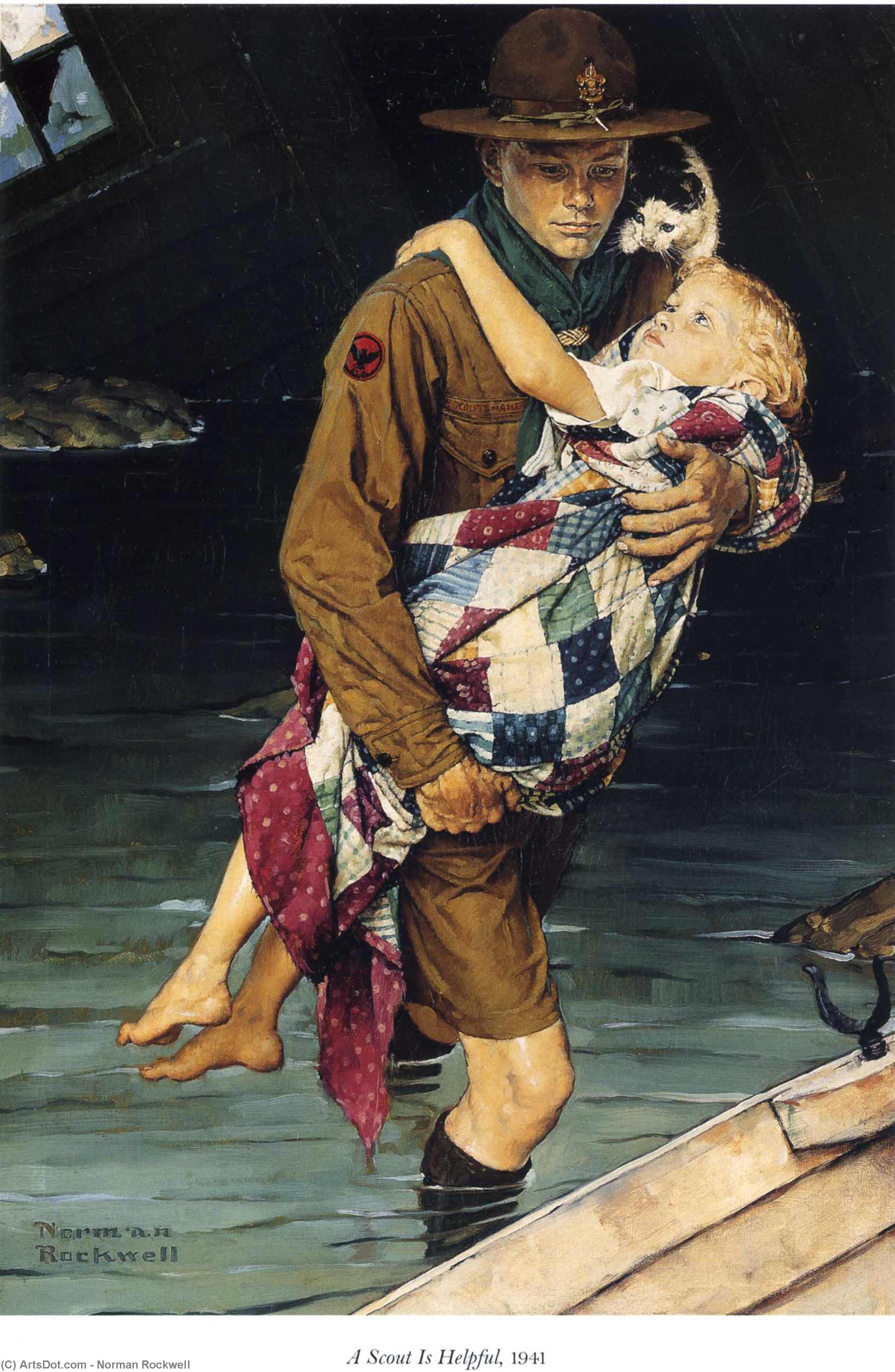A Scout Is Helpful — Norman Rockwell