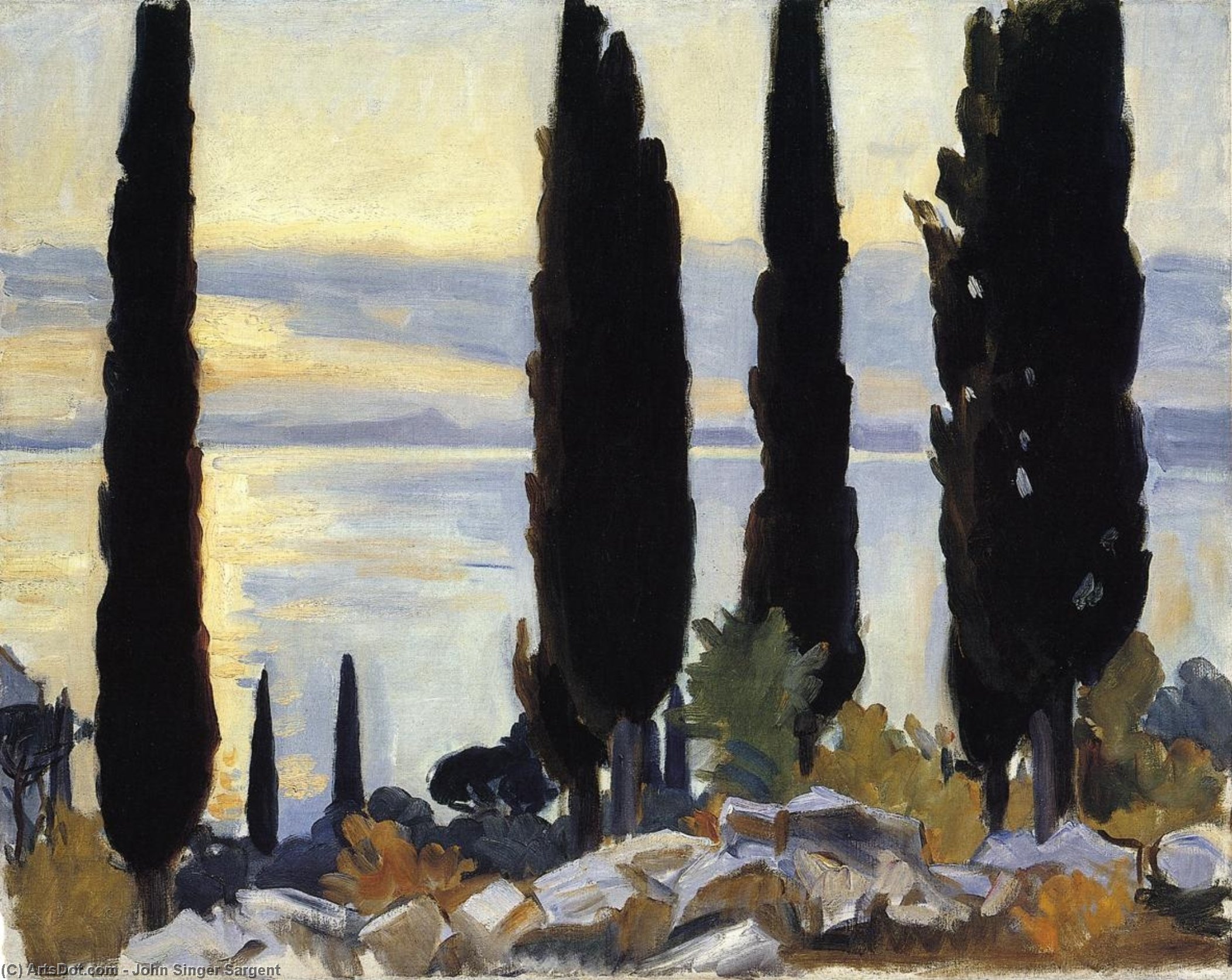 Cypress Trees At San Vigilio — John Singer Sargent