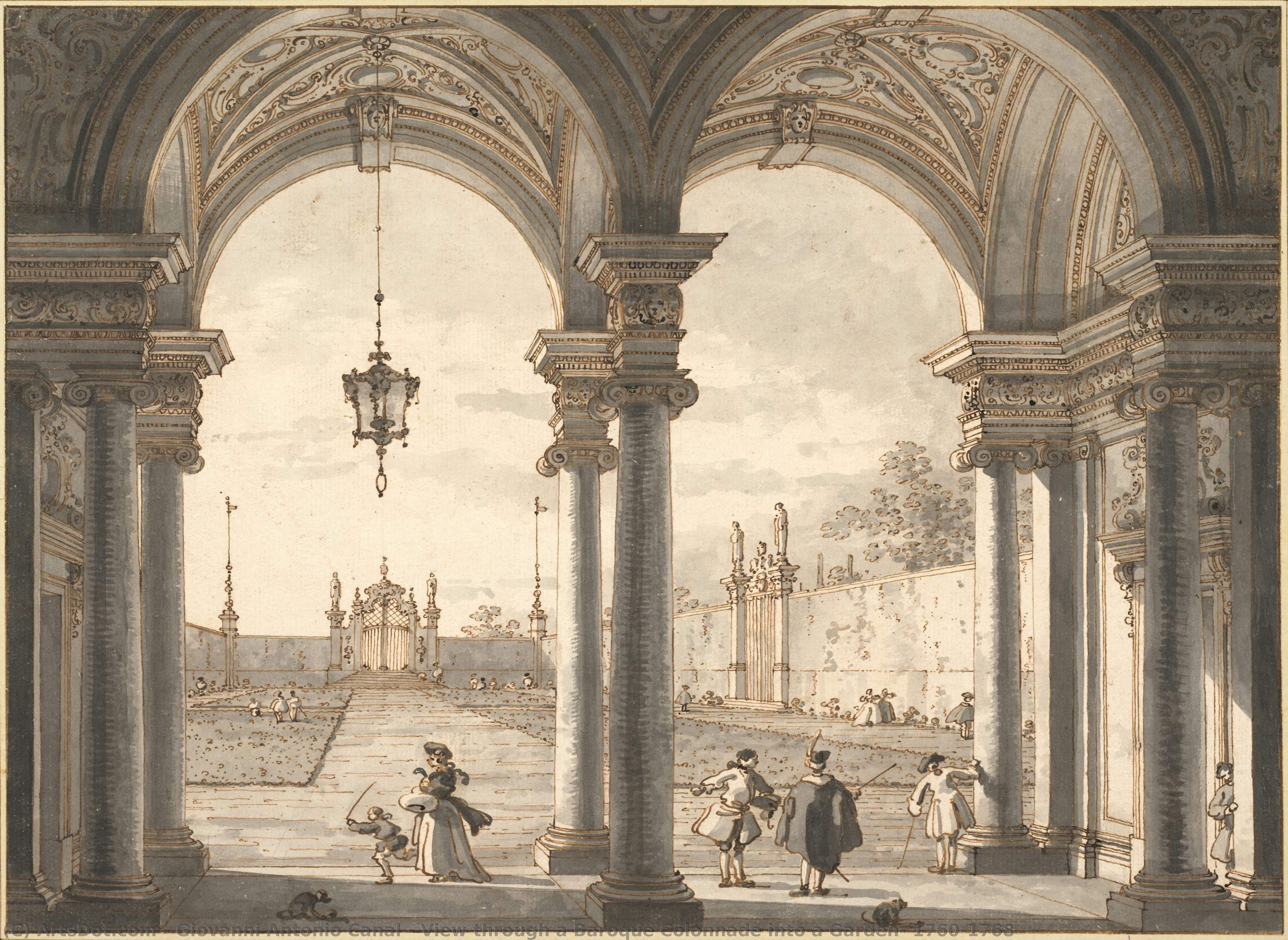 View Through A Baroque Colonnade Into A Garden, 1760-1768 — Canaletto