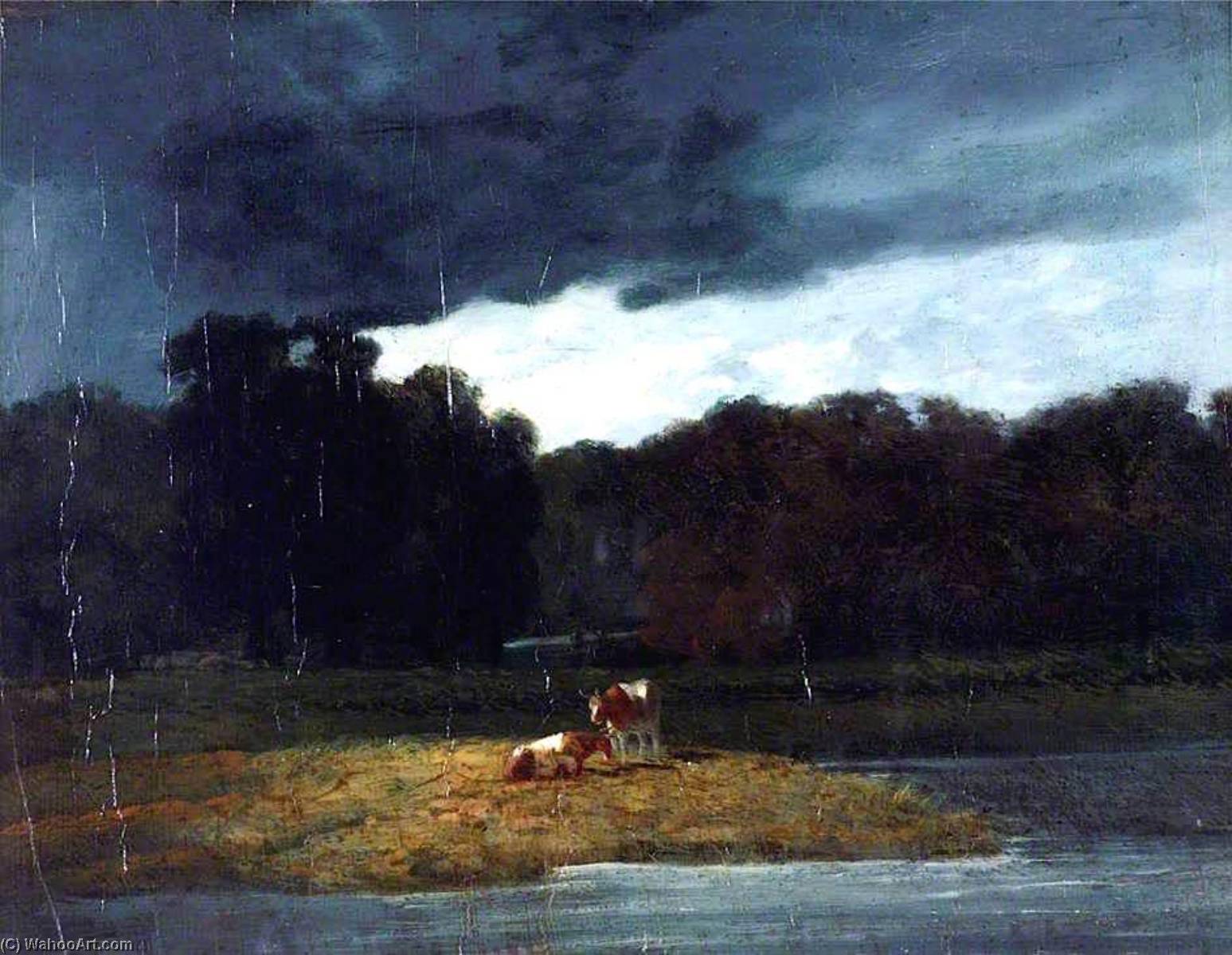Landscape A Wood And Cattle Under A Stormy Sky — Sir Augustus Wall Callcott