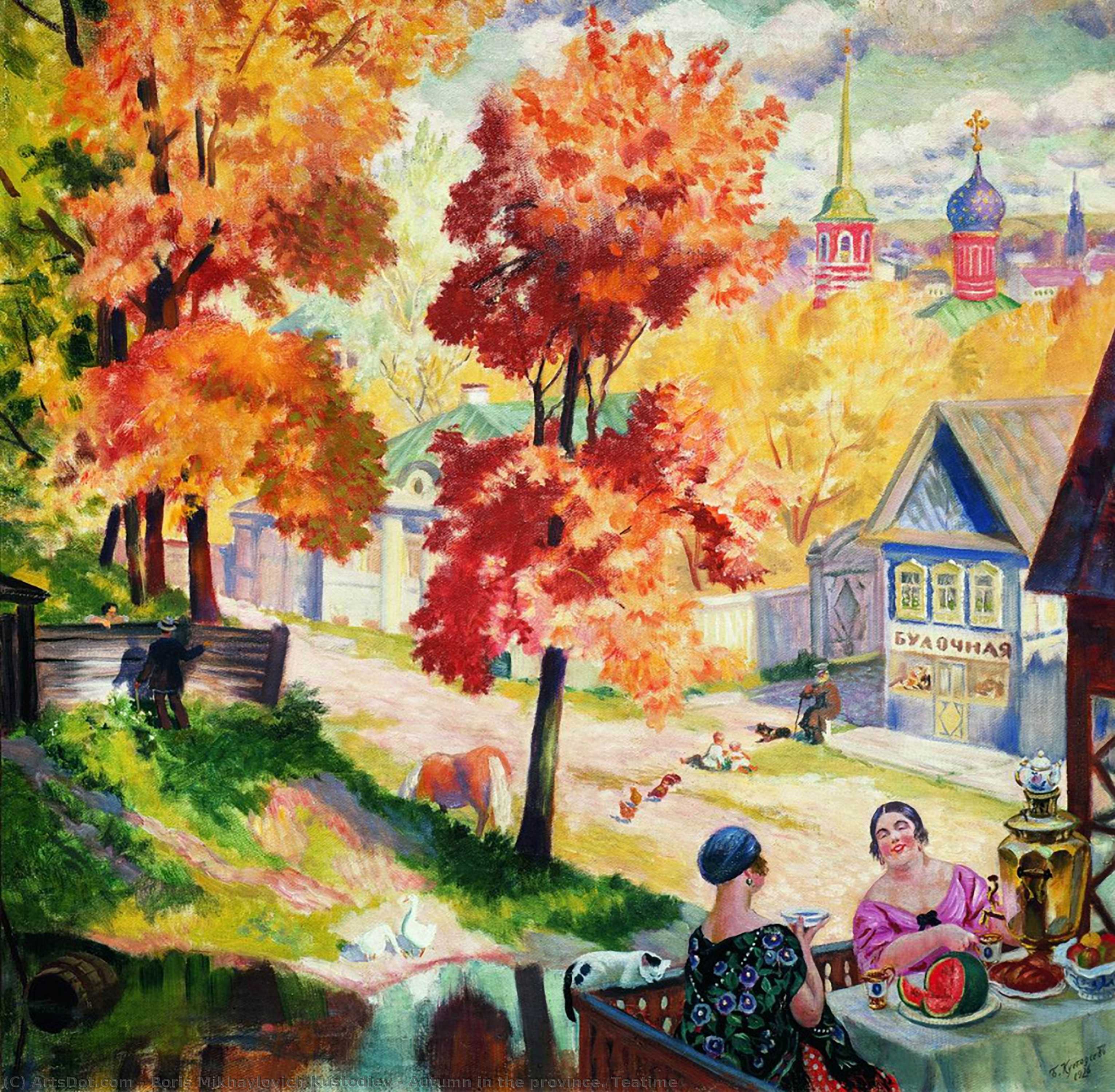 Autumn In The Province. Teatime — Boris Mikhailovich Kustodiev