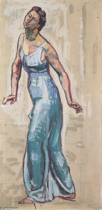 Border Woman Figure In Blue Gwand — Ferdinand Hodler