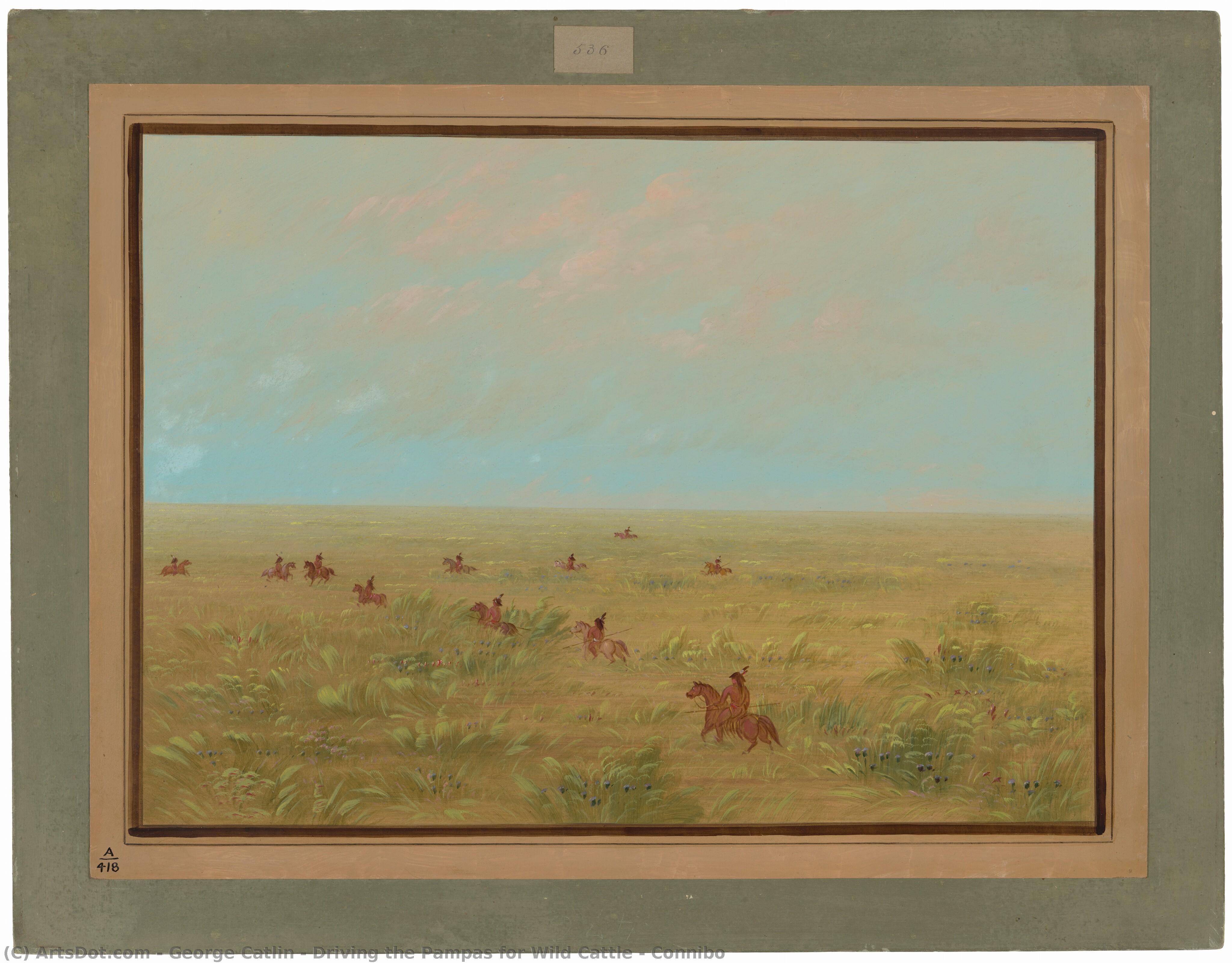 Driving The Pampas For Wild Cattle - Connibo — George Catlin