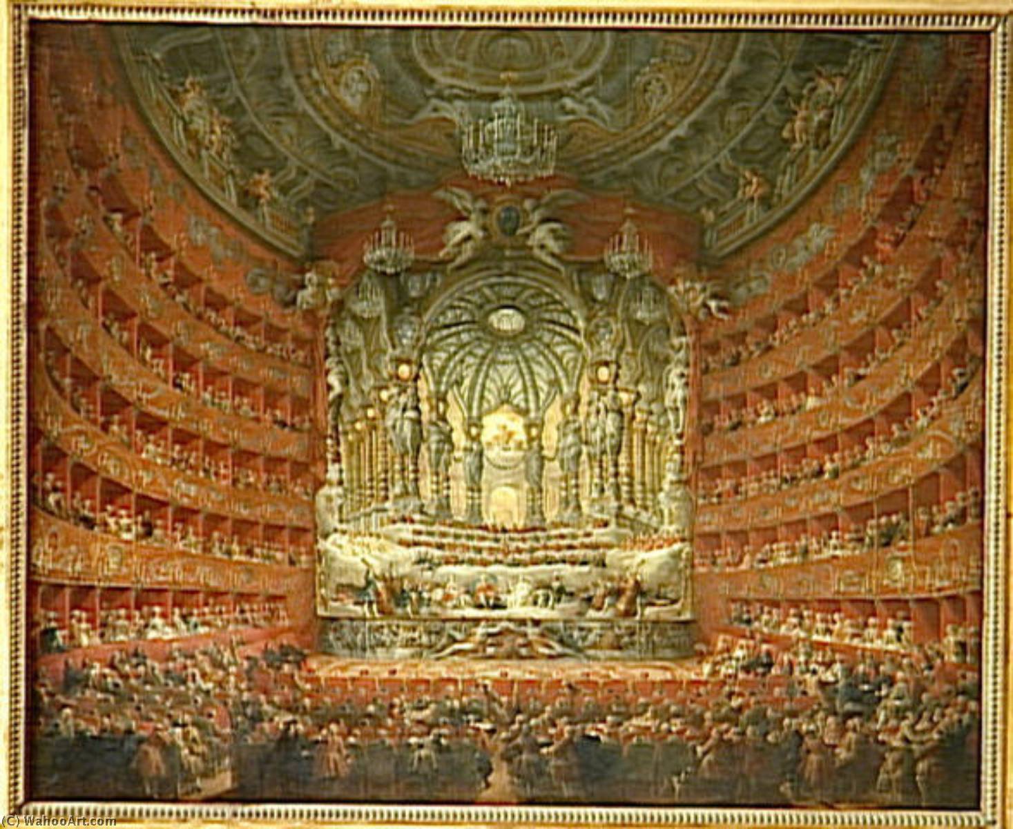 Fete Musicale Donnee Par Le Cardinal De La Rochefoucauld Au Theatre Argentina De Rome Le 15 Juillet 1747 A L'occasion Du Mariage Du Dauphin De France, Louis, Fils De Louis Xv Avec Marie Josephe De Saxe — Giovanni Paolo Panini