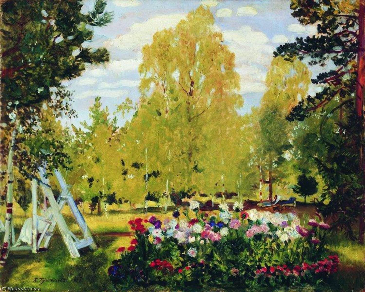 Landscape With A Flower Bed — Boris Mikhailovich Kustodiev