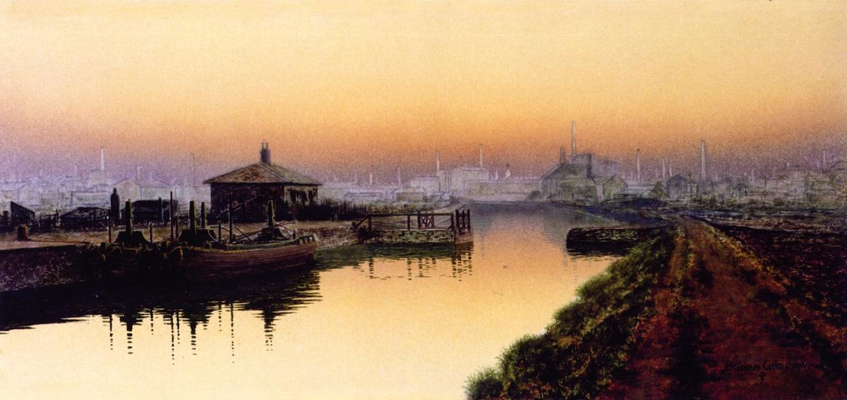 Knostrop Cut, Leeds, Sunday Night — John Atkinson Grimshaw
