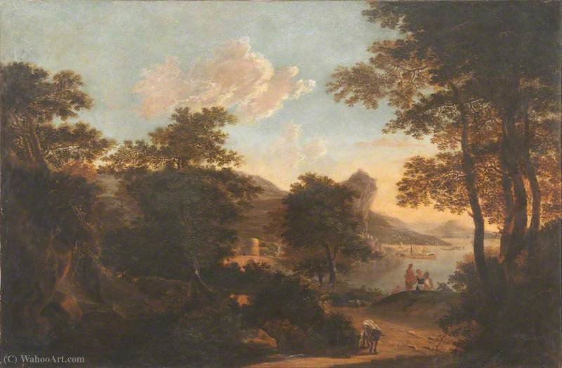 Southern Landscape With Figures And Animals On Path — Jacob De Heusch