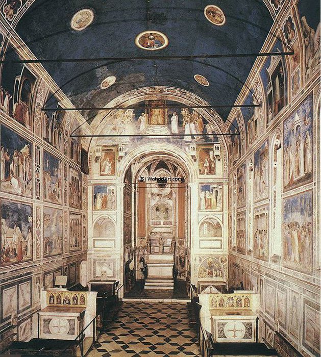 Description Of The Frescoes View From The Entrance — Giotto Di Bondone