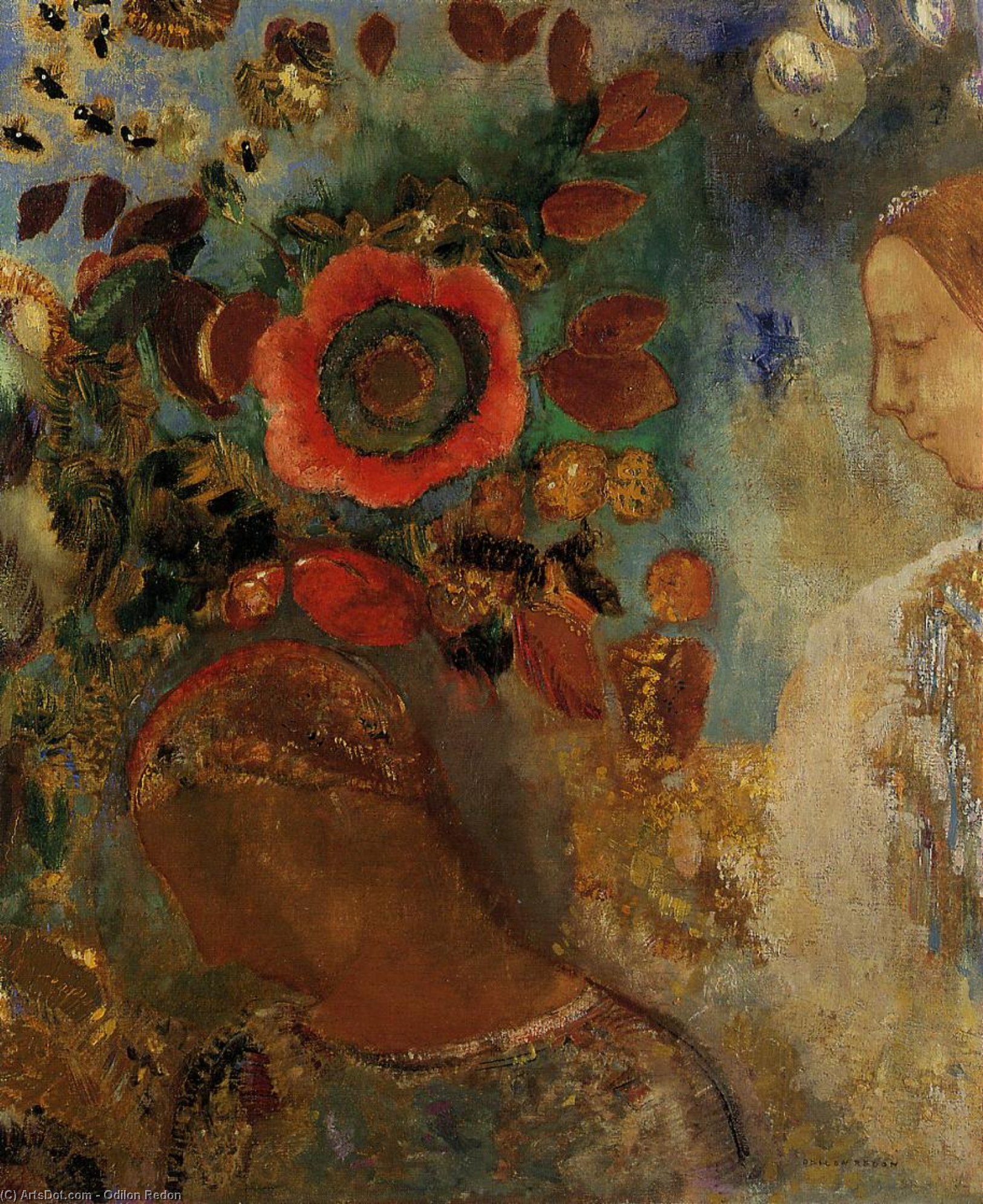 Two Young Girls Among The Flowers — Odilon Redon