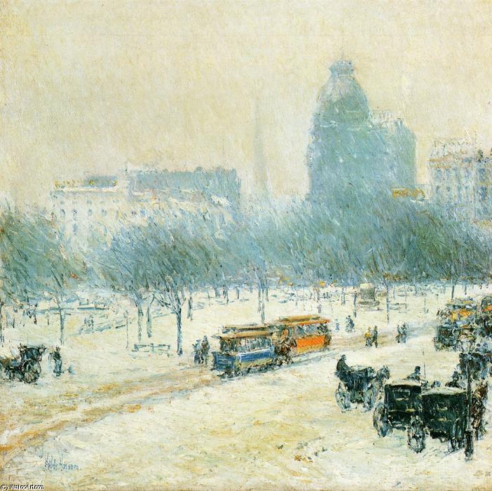 Invierno En La Plaza De Unión — Frederick Childe Hassam