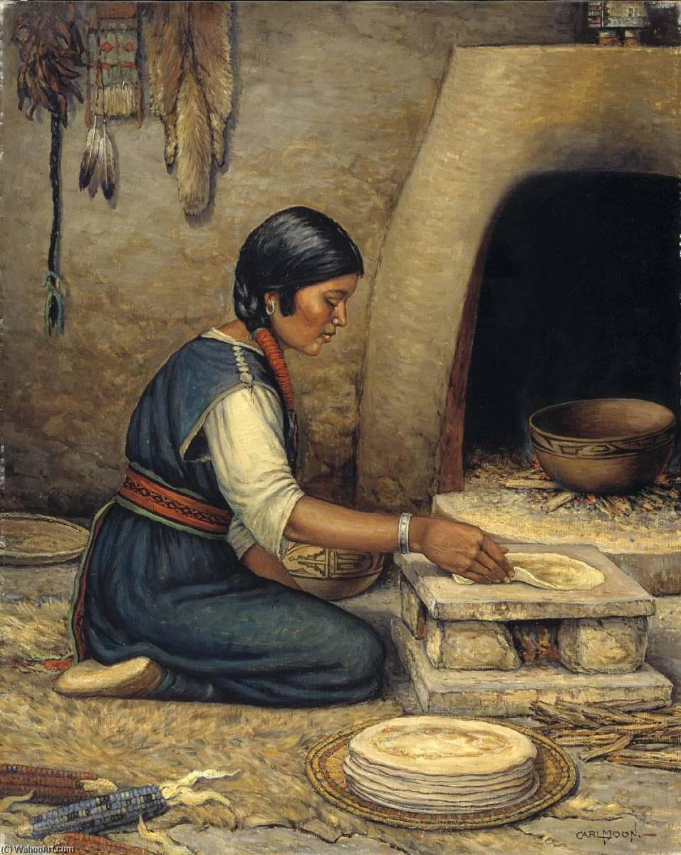 Hopi Woman Making Piki — Carl Moon