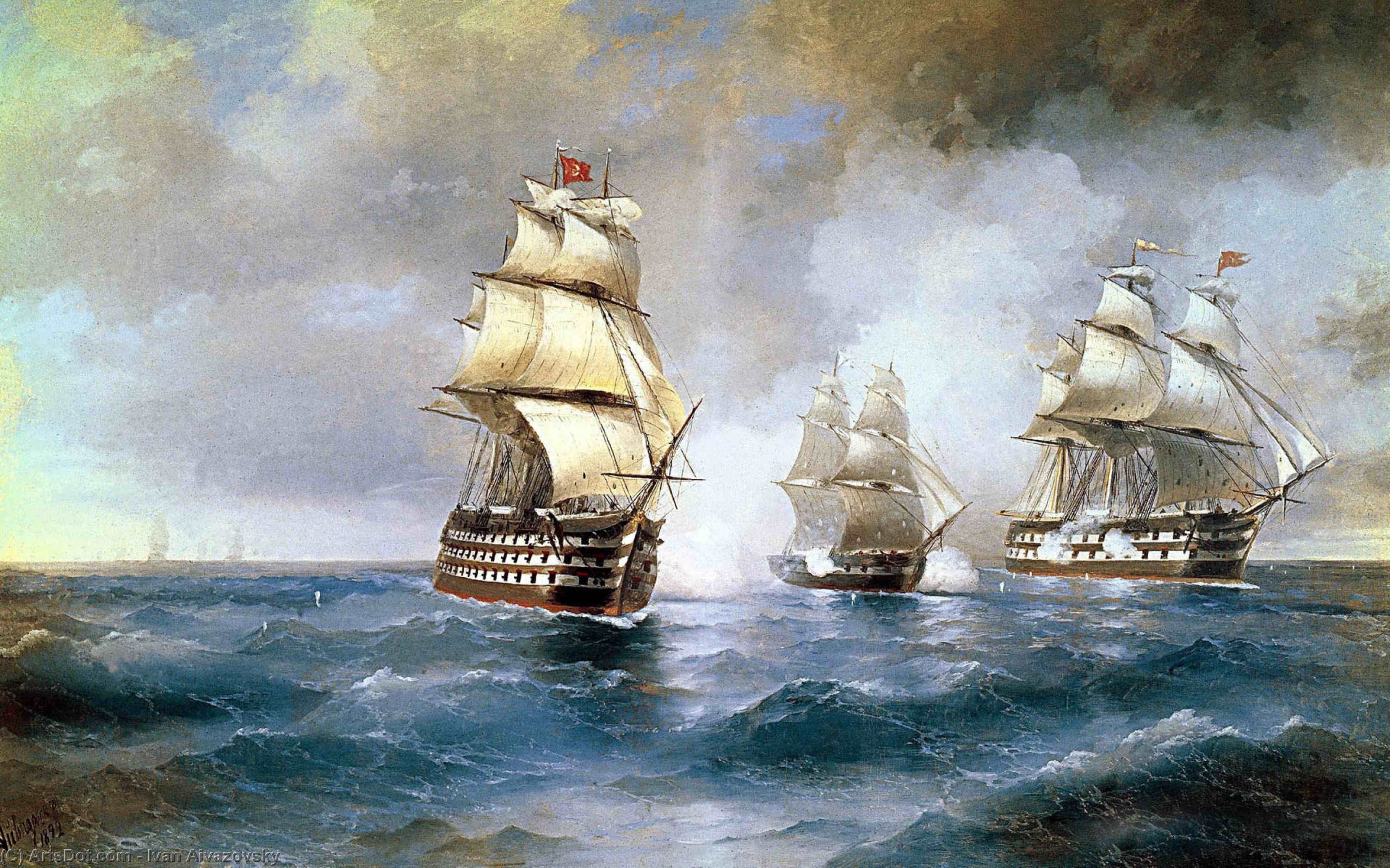 Brig Mercury Attacked By Two Turkish Ships — Иван Константинович Айвазовский