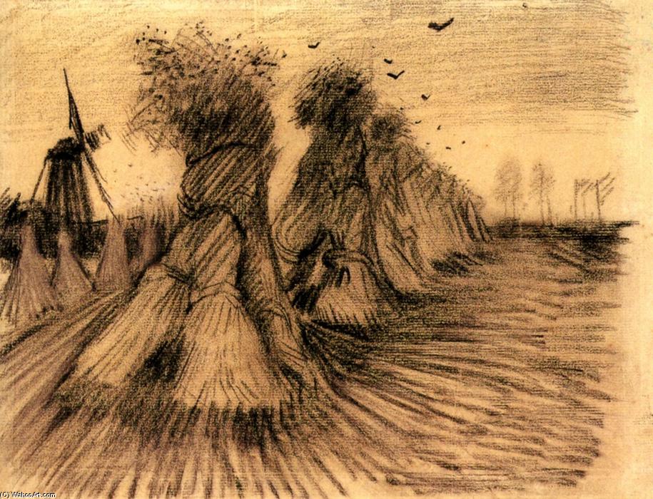 Stooks And A Mill — Vincent Willem Van Gogh