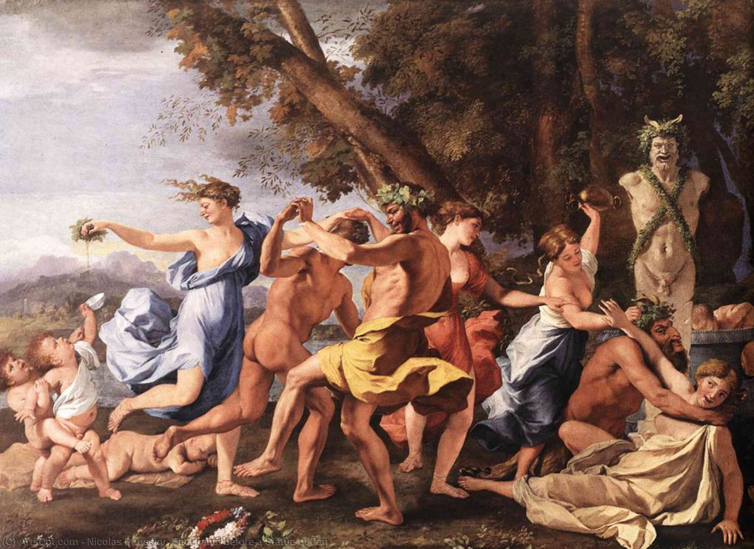 Bacchanal Before A Statue Of Pan — Nicolas Poussin