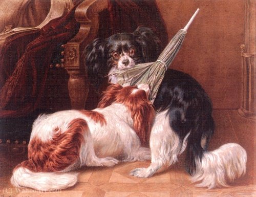 A Dispute - King Charles Spaniels — Benno Raffael Adam
