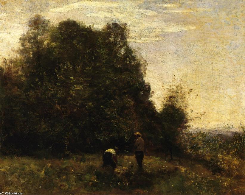 Two Figures - Working In The Fields — Jean-baptiste-camille Corot