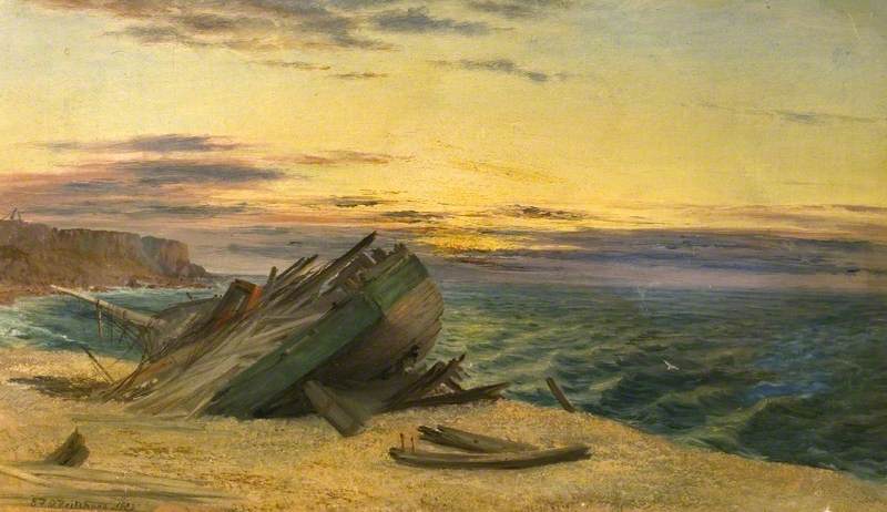 A Wreck On A Beach (possibly Either The 'edwin And Sarah' Or The 'result') — Edward Francis Drew Pritchard