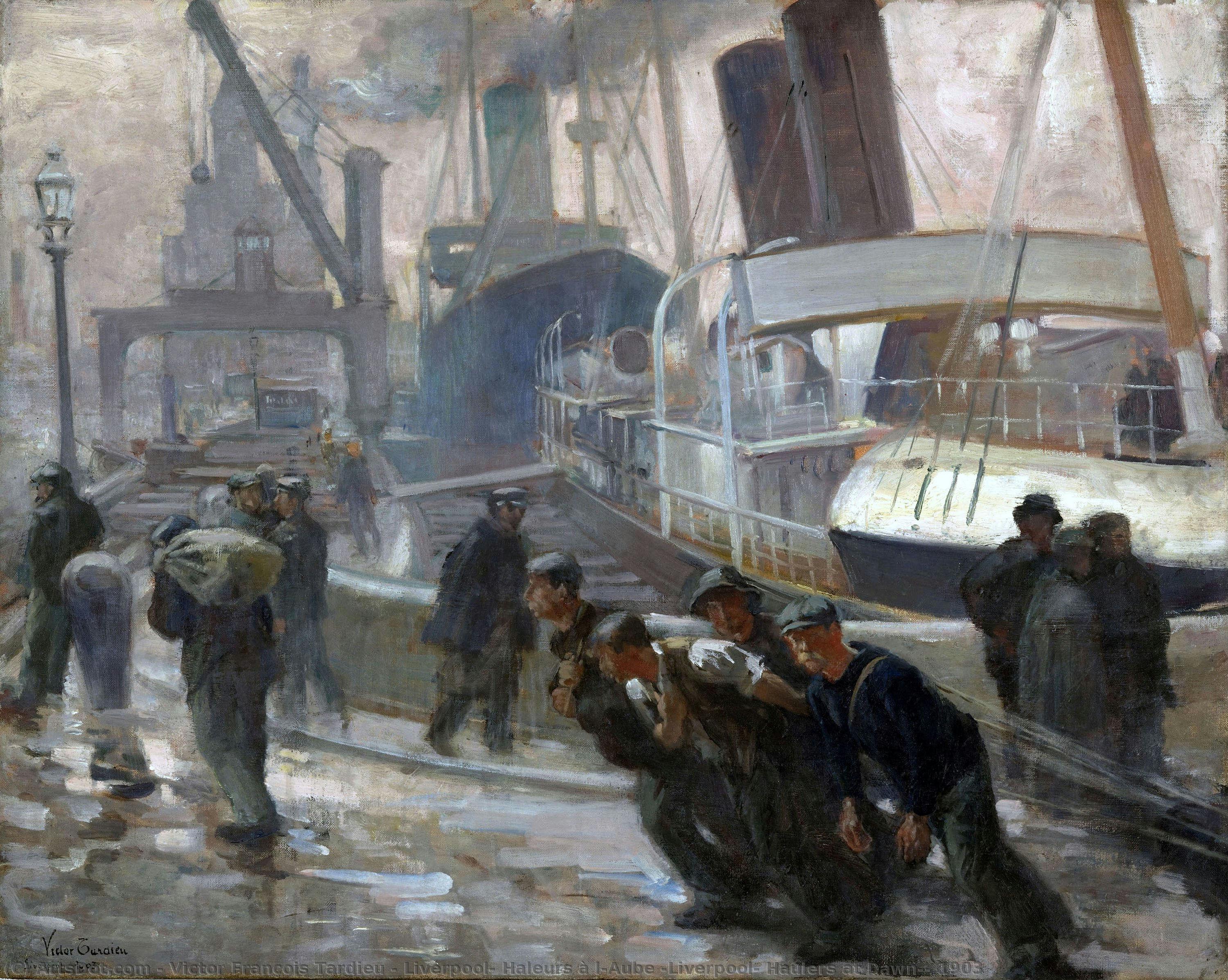 Liverpool, Haleurs À L’aube (liverpool: Haulers At Dawn), 1903 — Victor François Tardieu