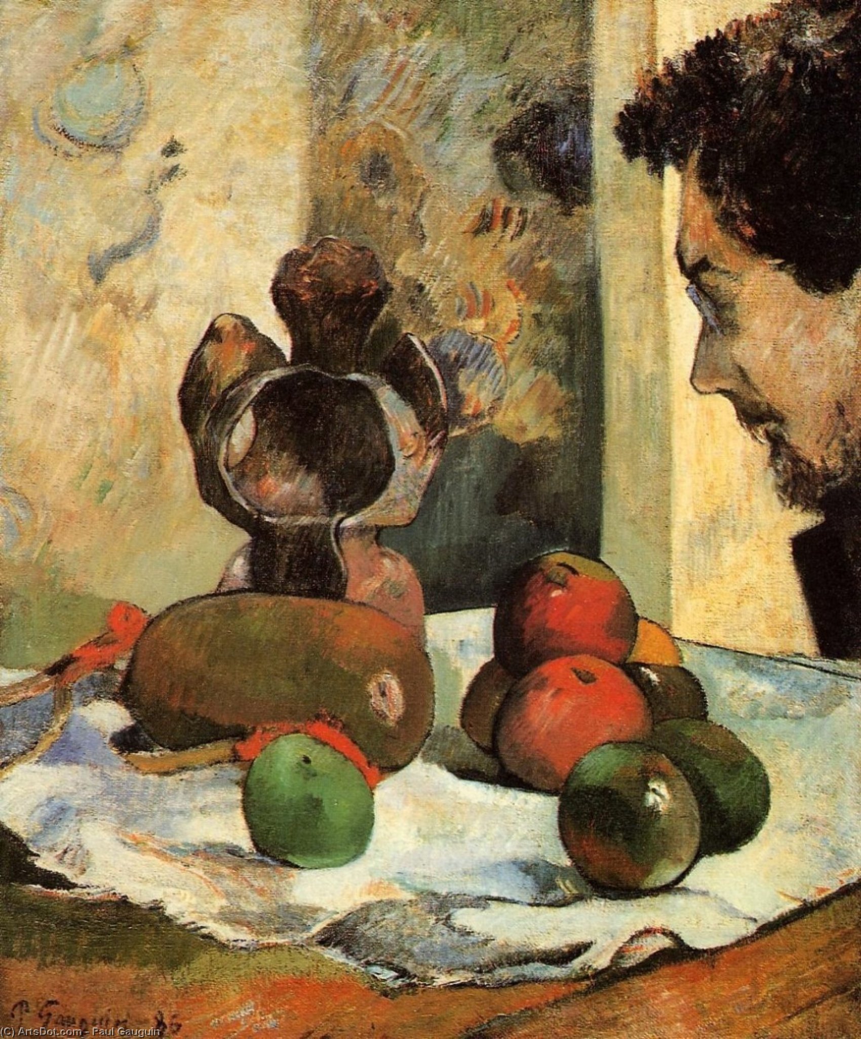 Still Life With Profile Of Laval — Eugène Henri Paul Gauguin
