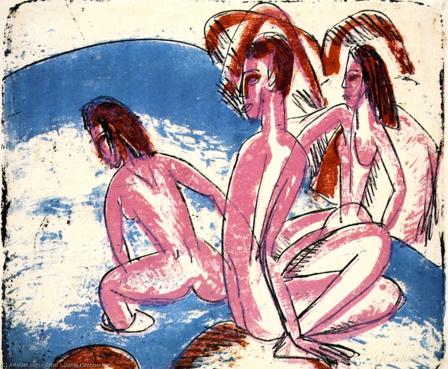 Drei Badende An Steinen — Ernst Ludwig Kirchner