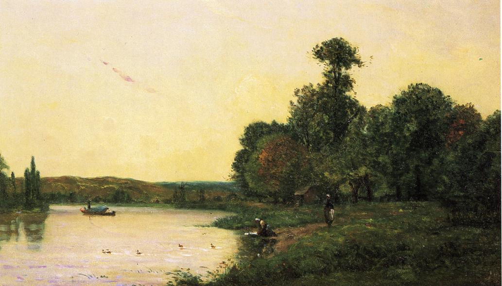 Washerwomen By He River At Sunset — Hippolyte Camille Delpy