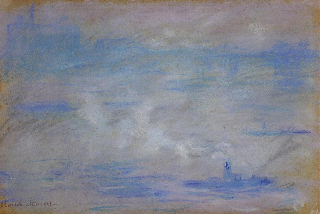 Boats On The Thames, Fog Effect — Claude Monet