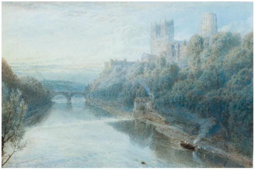 Durham Cathedral At Dusk Viewed From The River Wear — Myles Birket Foster
