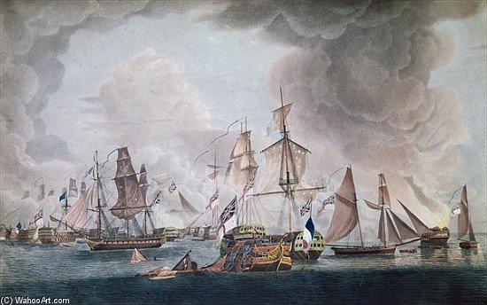 The Defeat Of The Combined Forces Of France And Spain At The Battle Of Trafalgar — Robert Dodd
