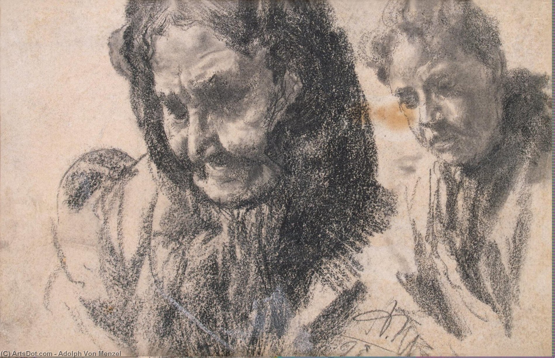 Study Of Two Female Figures — Adolph Von Menzel