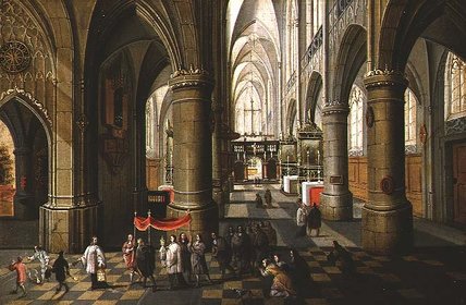 Interior Of A Cathedral With A Procession — Pieter The Elder Neeffs