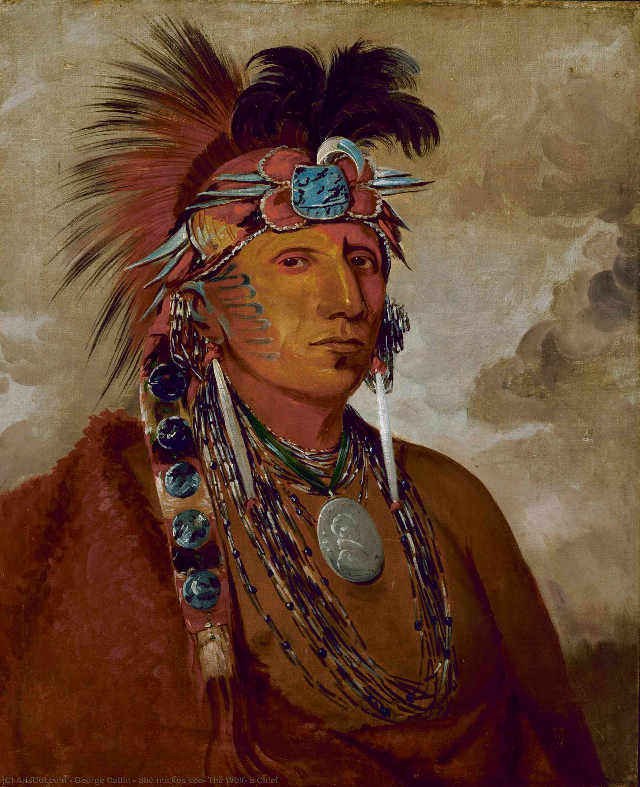 Shó Me Kós See, The Wolf, A Chief — George Catlin