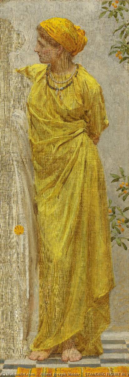 Standing Figure In Yellow And Orange Study For Topaz — Albert Joseph Moore