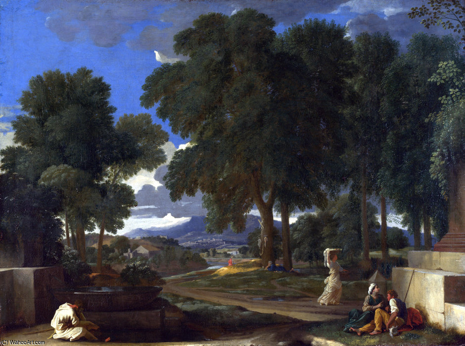 Landscape With A Man Washing His Feet At A Fountain — Nicolas Poussin