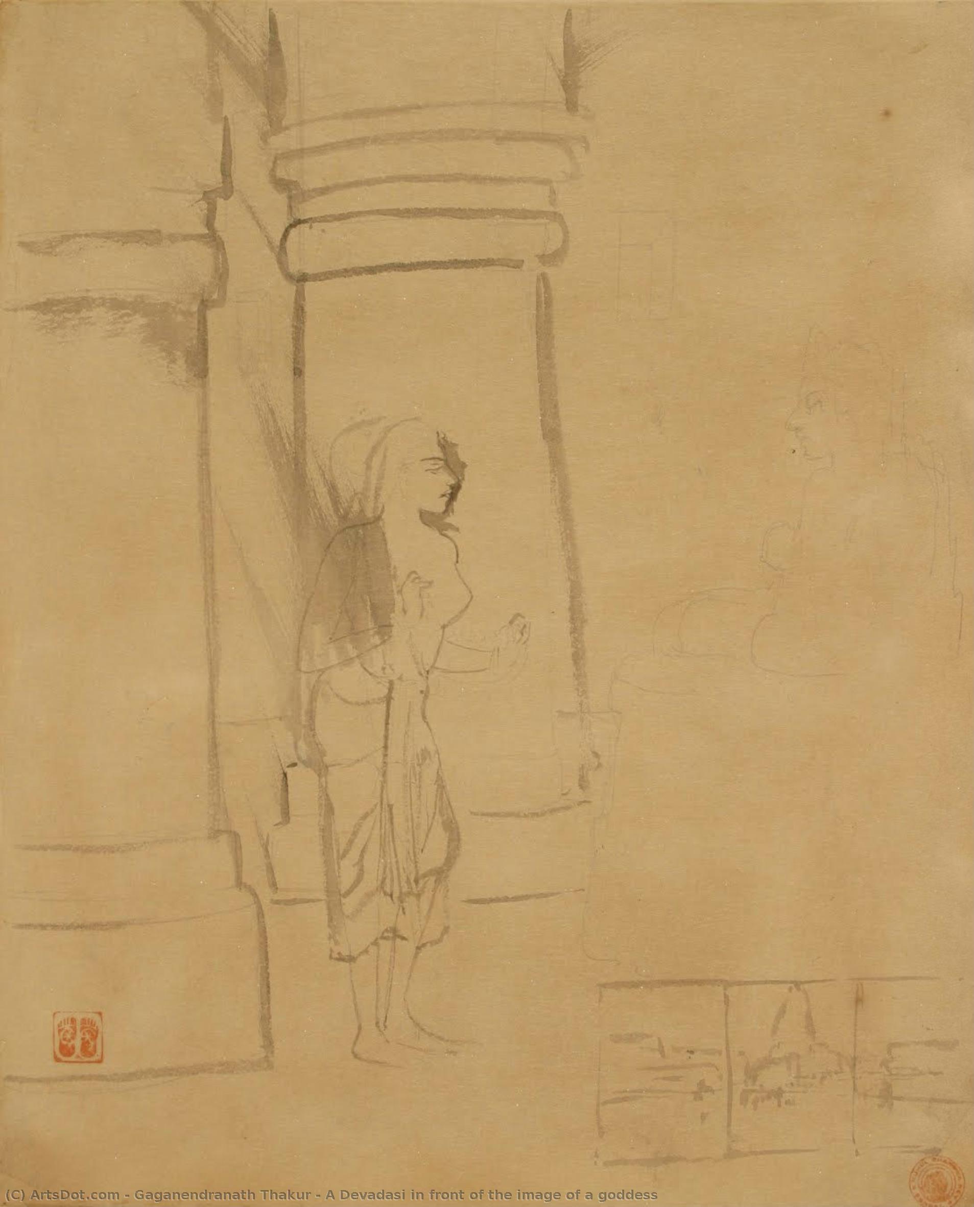 A Devadasi In Front Of The Image Of A Goddess — Gaganendranath Thakur