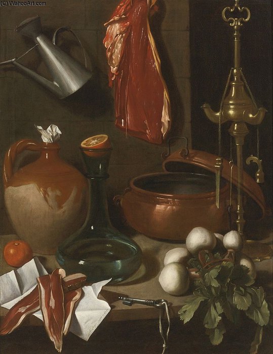 A Kitchen Still Life With Hung Meat — Carlo Magini