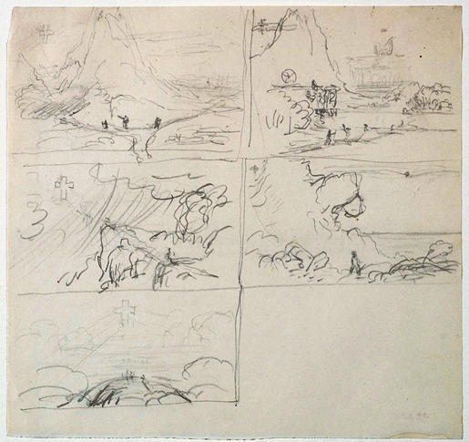 Five Compositional Sketches For The Cross And The World — Thomas Cole