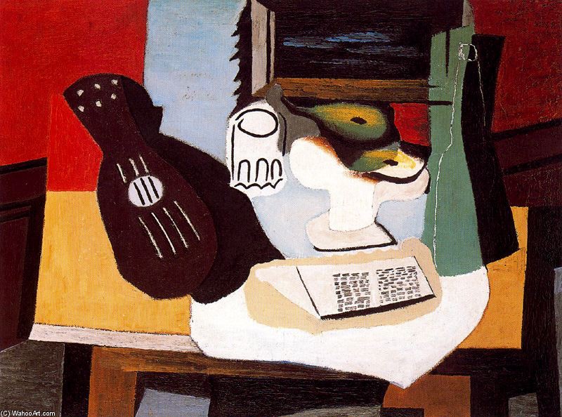 Guitar, Glass And Fruit Bowl — Pablo Picasso