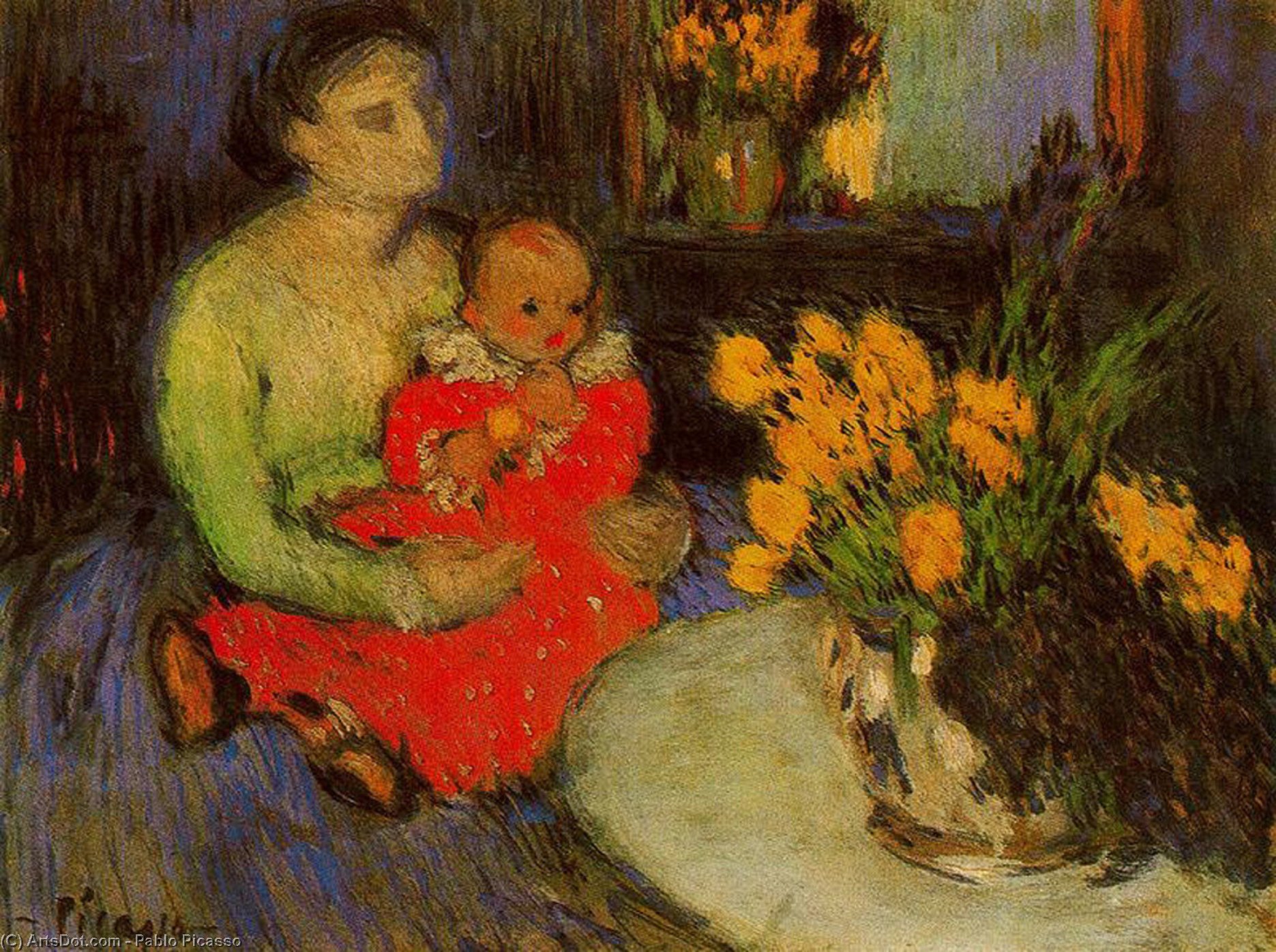 Mother And Child With Flowers — Pablo Picasso