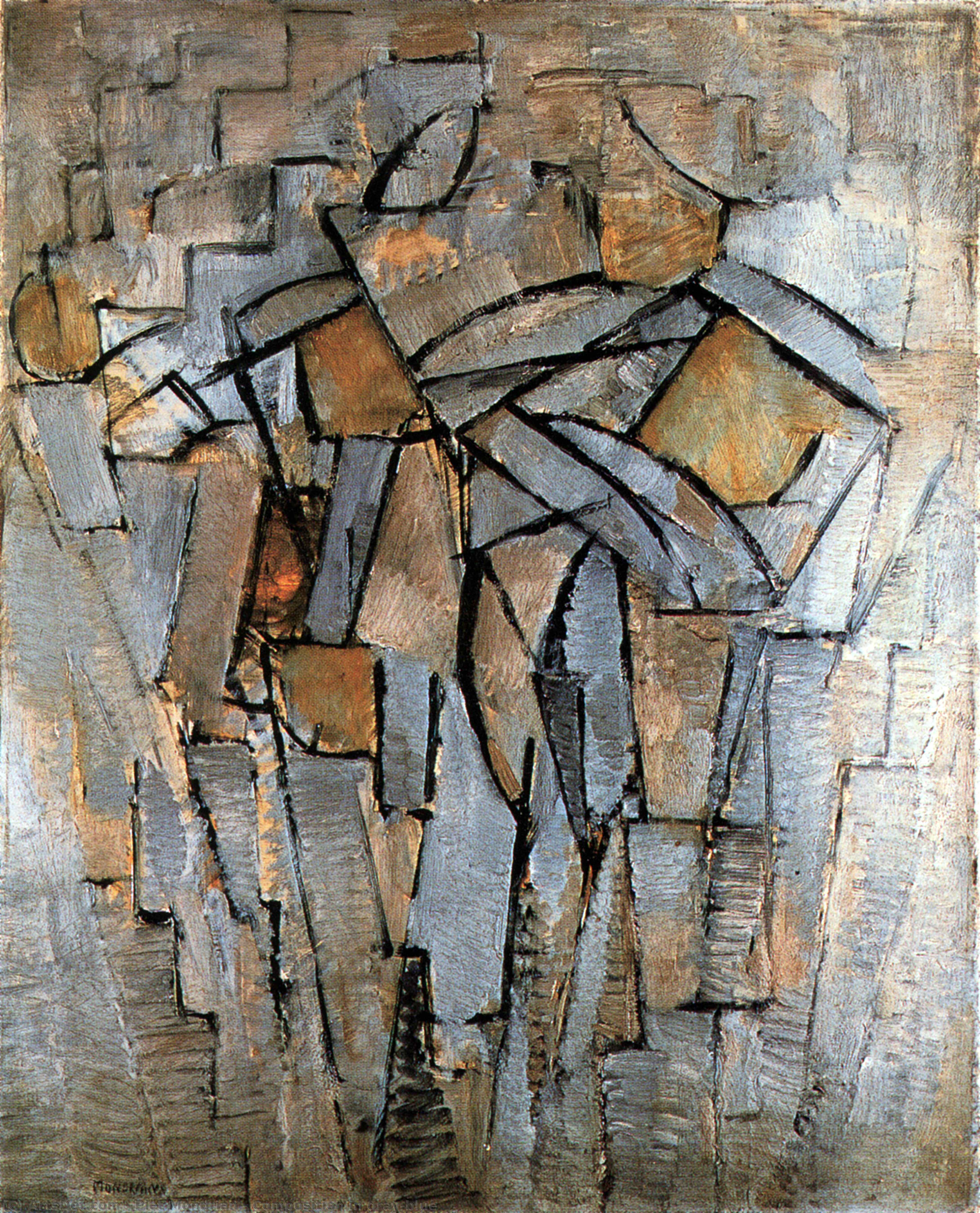 Composición En Gris-azul — Piet Mondrian