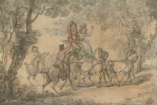 A Highwayman Holding Up A Phaeton — Thomas Rowlandson