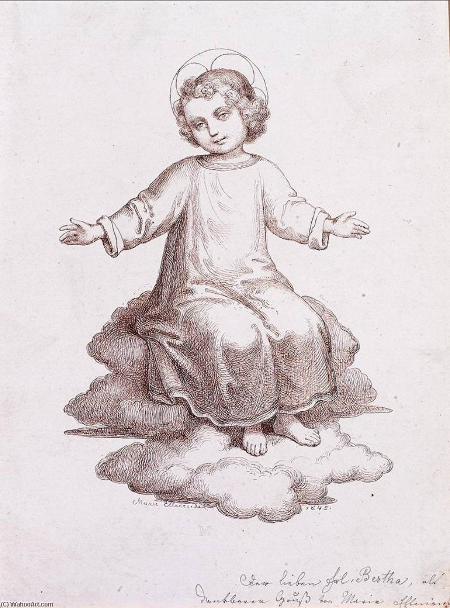Jesus Child Sitting On Clouds — Marie Ellenrieder