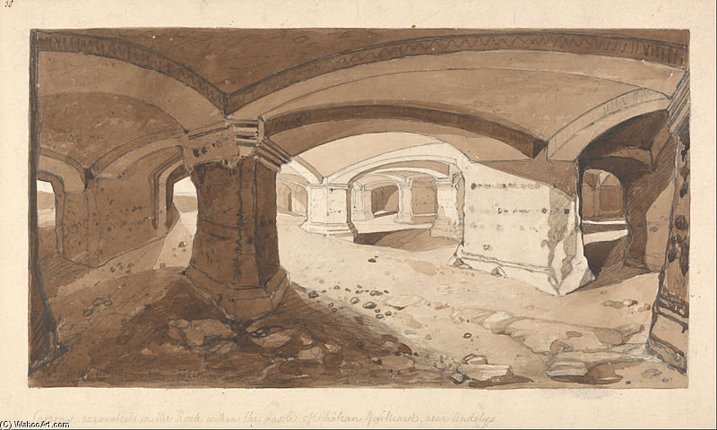 Caverns Excavated In The Rock Within The Castle Of Chateau Gaillard, Near Andelys, Normandy — John Sell Cotman
