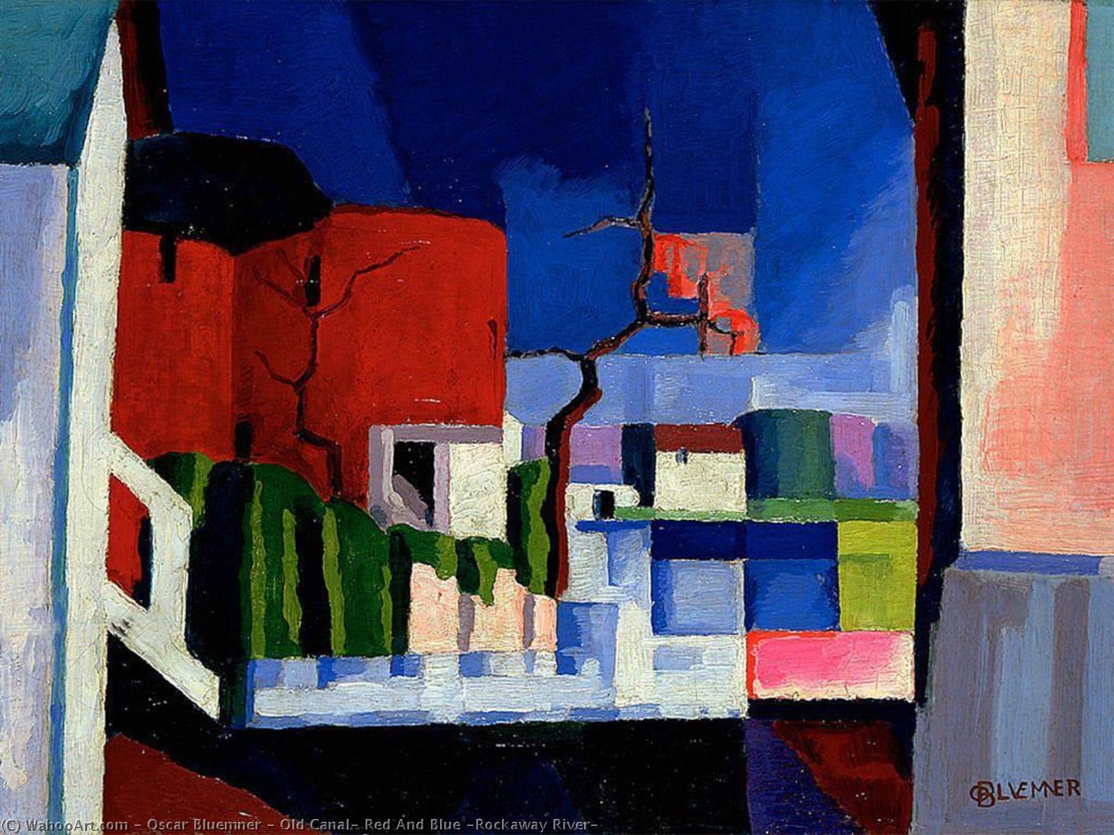 Old Canal, Red And Blue (rockaway River) — Oscar Bluemner