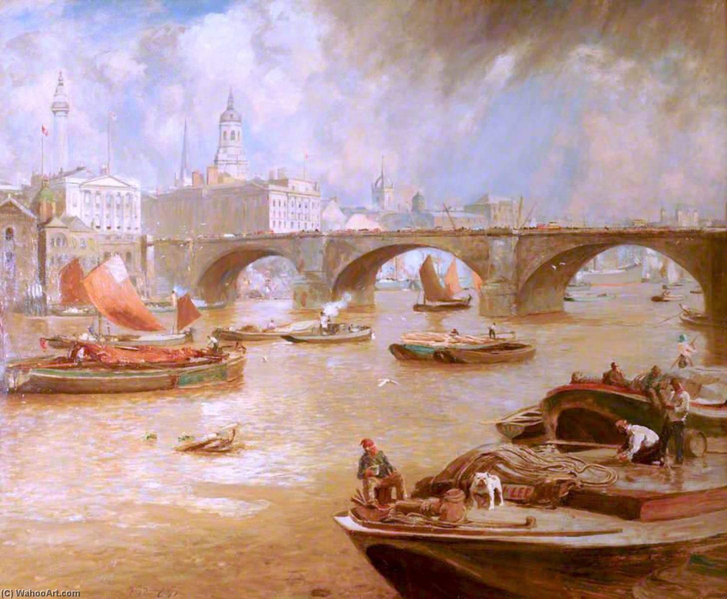 London Bridge From Bankside, London — Sir David Scott Murray