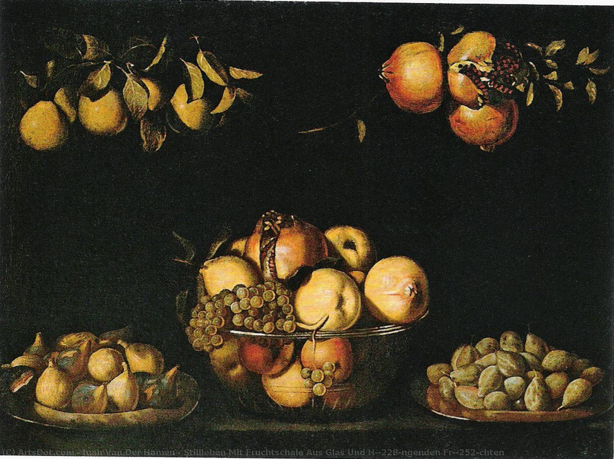 Stillleben Mit Fruchtschale Aus Glas Und Hängenden Früchten — Juan Van Der Hamen