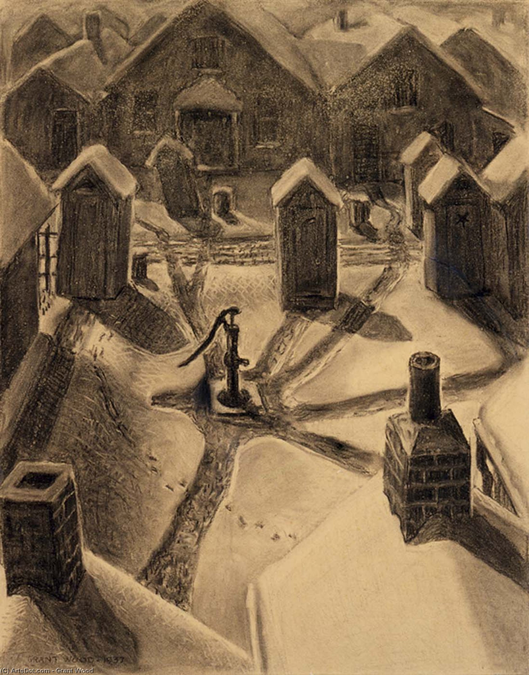 Village Slums — Grant Wood